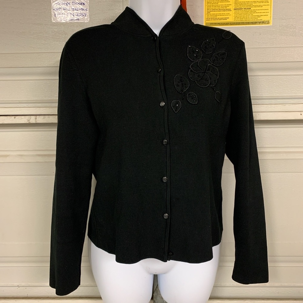 Silk Black Floral Cardigan (Sandra King)